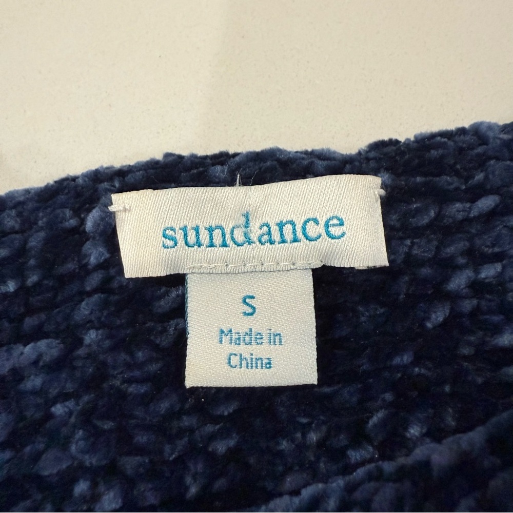 Sundance Samantha Chenille Bell Sleeve Pullover Sweater Women’s Small Dark Blue - Picture 6 of 8